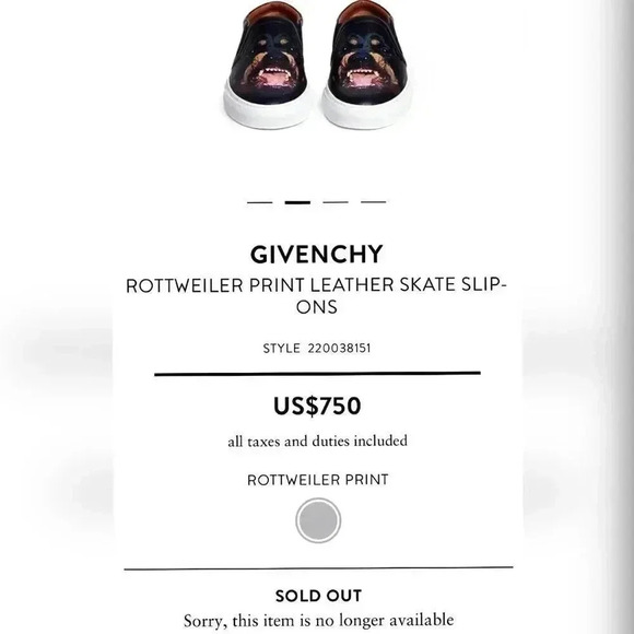 Givenchy Rottweiler Print Leather Skate Shoe Black - Picture 1 of 8